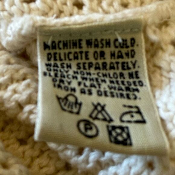 Vintage Eddie Bauer Loose Fit Ivory Crochet Knit Sweater Sz L Retro, Boho - Picture 11 of 12